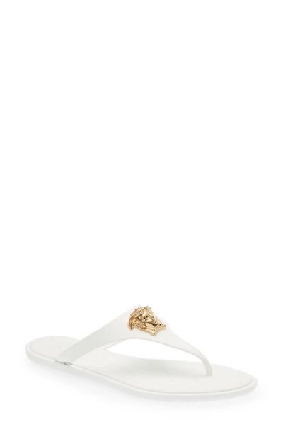 Versace Medusa Palazzo Thong Sandal In White | ModeSens