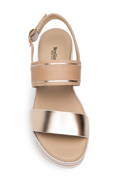 Shop Nerogiardini Double-band Platform Slingback Sandal In Beige/ Gold