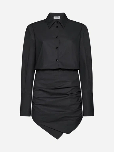 Shop Attico Hatty Cotton Mini Dress In Black