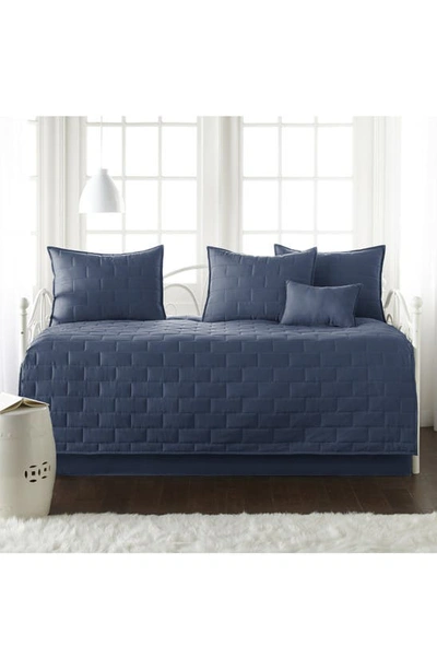 Southshore Fine Linens Brickyard Quilt Set In Dark Blue
