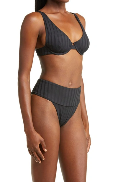 Shop Vitamin A Rossi Underwire Ribbed Bikini Top In Black Superrib