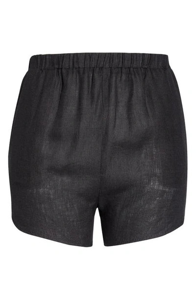 Shop Vitamin A Tallows Linen Cover-up Shorts In Ecolinen Black