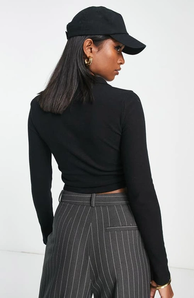 Asos Design Ruched Crop Top In Black