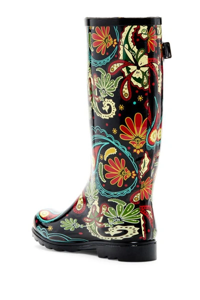 Nomad Puddles Waterproof Rain Boot In Black Paisley