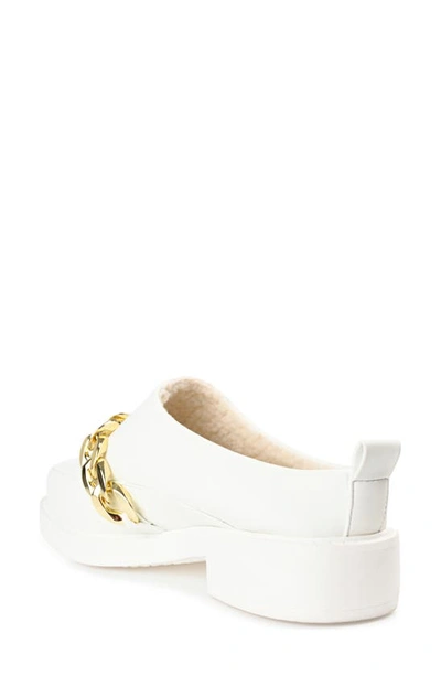 Journee Collection Sheah Chain Strap Faux Fur Lined Tru Comfort Foam Mule In White