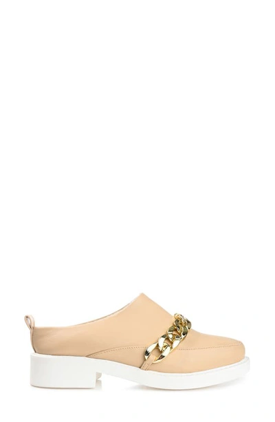 Journee Collection Sheah Chain Strap Faux Fur Lined Tru Comfort Foam Mule In Tan