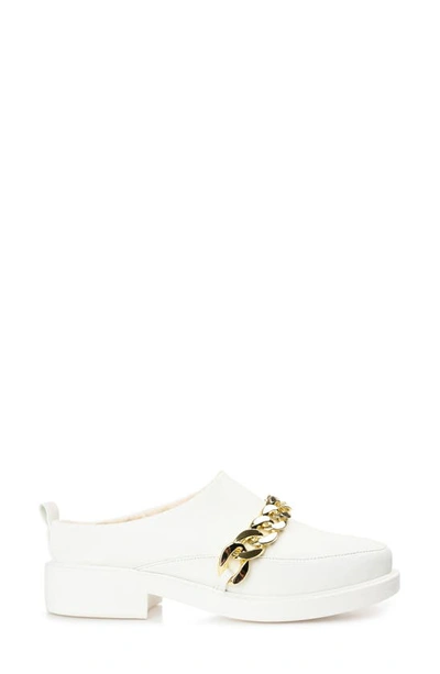 Journee Collection Sheah Chain Strap Faux Fur Lined Tru Comfort Foam Mule In White