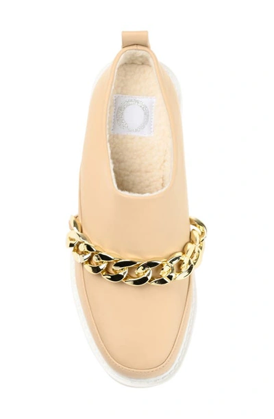 Journee Collection Sheah Chain Strap Faux Fur Lined Tru Comfort Foam Mule In Tan