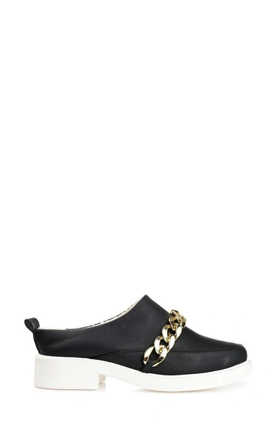 Journee Collection Sheah Chain Strap Faux Fur Lined Tru Comfort Foam Mule In Black