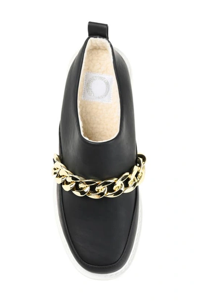 Journee Collection Sheah Chain Strap Faux Fur Lined Tru Comfort Foam Mule In Black