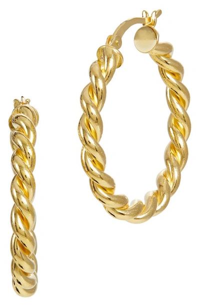Shop Savvy Cie Jewels Gold Vermeil Twist Hoop Earrings In Yellow