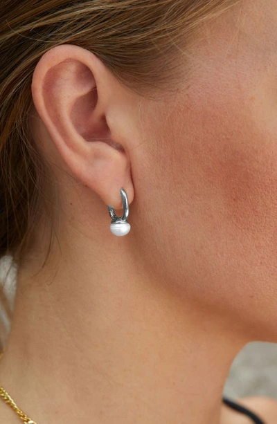 Savvy Cie Jewels Sterling Silver Cultured Freshwater Pearl Hoop Earrings In White