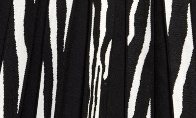 Shop Balmain Zebra Jacquard Pleated Skirt In Black/ Natural