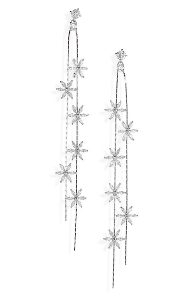 Shop Shashi Whisper Crystal Linear Drop Earrings In Silver