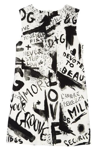 Shop Dolce & Gabbana Kids' Graffiti Print Dress In White Graf