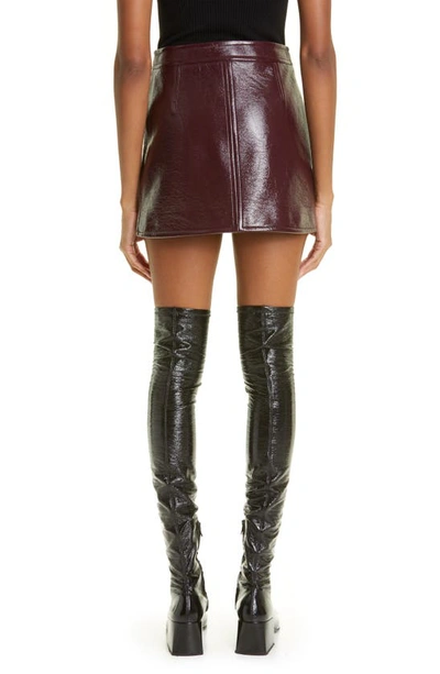 Courrèges Fitted Burgundy Mini Skirt With Shiny Finish In Red