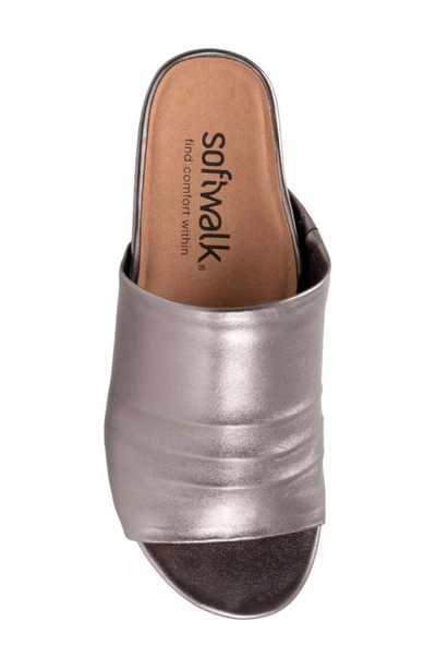 Softwalk Camano Slide Sandal In Pewter Metallic