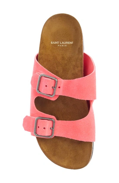 Shop Saint Laurent Jimmy Slide Sandal In Bright Coral