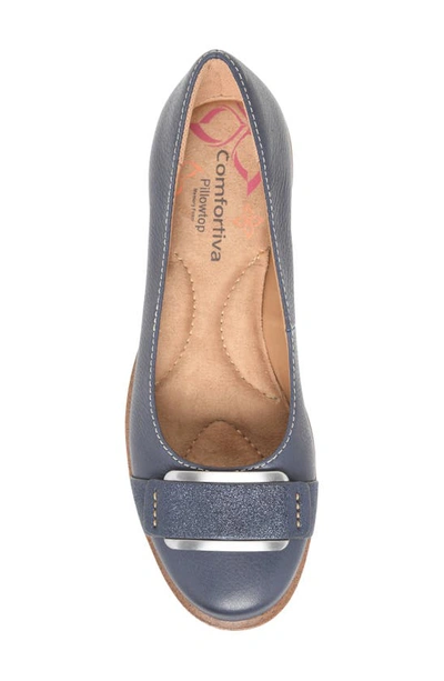 Shop Comfortiva Rhoda Buckle Flat In Midnight Navy