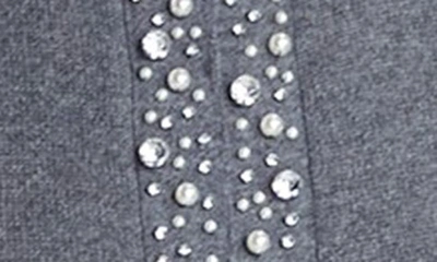 Shop Kate Spade Rhinestone & Imitation Pearl Embellished Cashmere Cardigan In Medium Grey Melange