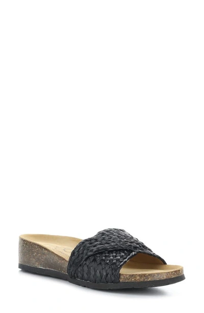 Shop Bos. & Co. Luni Crisscross Slide Sandal In Black Rafia