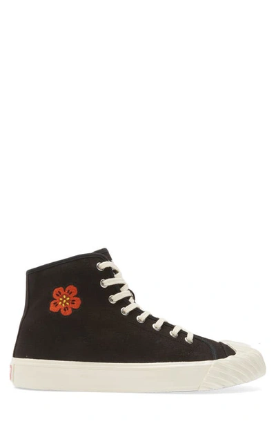 Shop Kenzo School Embroidered High Top Sneaker In 99 - Black