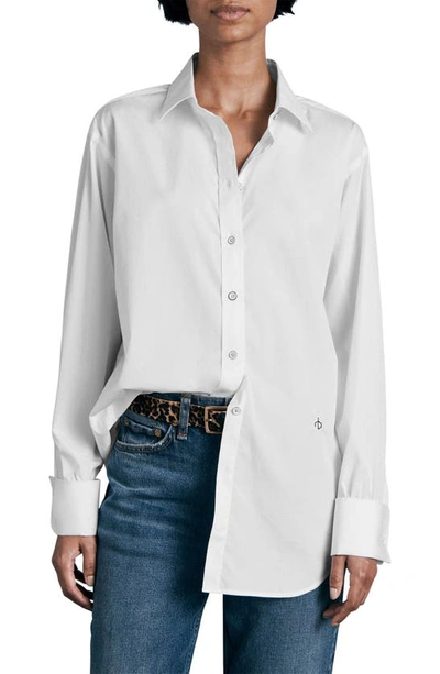 Shop Rag & Bone Diana Cotton Poplin Button-up Shirt In White