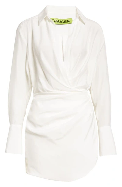 Shop Gauge81 Naha Long Sleeve Silk Dress In Ivory