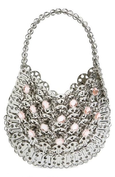 Shop Paco Rabanne 1969 Small Moon Shoulder Bag In Silver / Light Pink