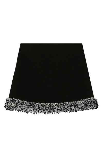 Shop Jonathan Simkhai Dua Fringe Hem Crepe Miniskirt In Black