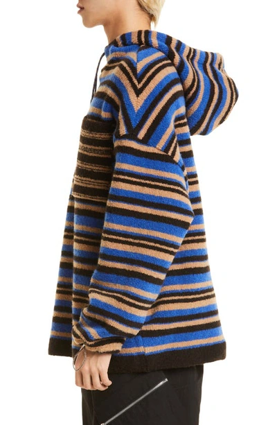 Shop Jacquemus La Maille Carozzu Stripe Hooded Oversize Wool Blend Sweater In Multi-blue 030