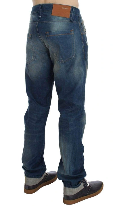 Shop Acht Wash Denim Cotton Stretch Baggy Fit Jeans In Blue
