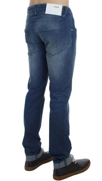 Shop Acht Wash Denim Cotton Stretch Slim Fit Jeans In Blue