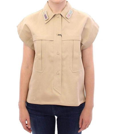 Shop Andrea Incontri Sleeveless Blouse Top In Beige