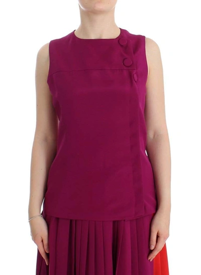 Shop Barbara Casasola Purple Silk Sleeveless Blouse Top