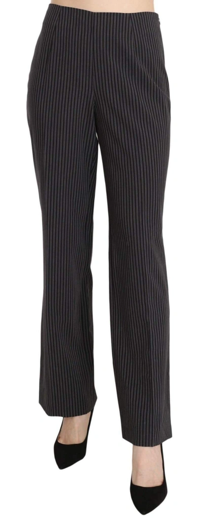 Shop Bencivenga Striped Cotton Sretch Dress Trousers Pants In Black