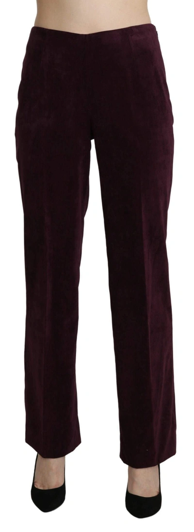 Bencivenga Purple Suede High Waist Straight Trouser Pants In Purple