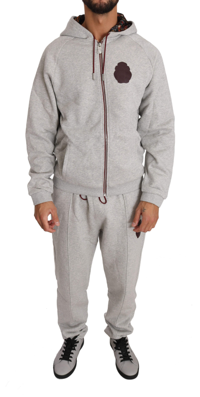 Shop Billionaire Italian Couture Cotton Hooded Sweater Pants Tracksuit In Gray