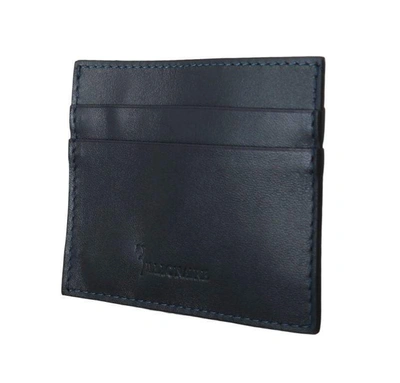 Shop Billionaire Italian Couture Leather Cardholder Wallet In Blue