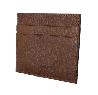 Shop Billionaire Italian Couture Leather Cardholder Wallet In Brown