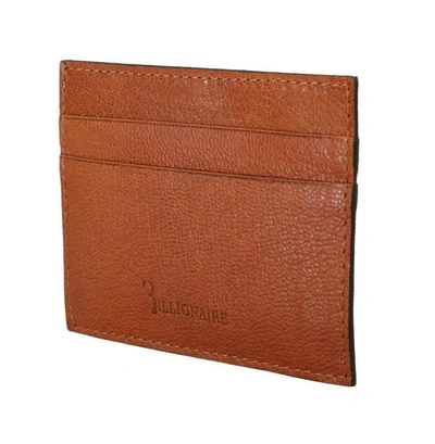 Shop Billionaire Italian Couture Leather Cardholder Wallet In Brown