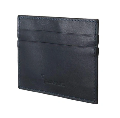Shop Billionaire Italian Couture Leather Cardholder Wallet In Blue