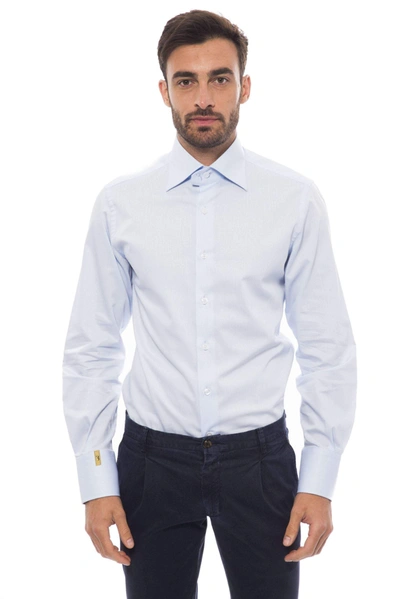 Shop Billionaire Italian Couture Medium Fit Personalized Buttones Shirt In Blue