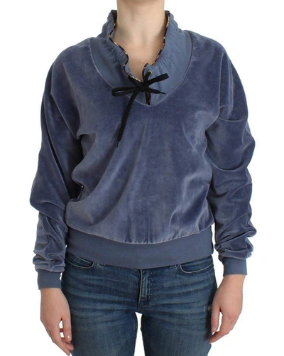 Shop Cavalli Women  Velvet  Sweater In Blue