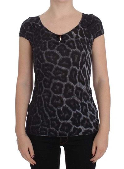 Shop Cavalli Women Dark  Leopard Modal  Blouse Top In Gray