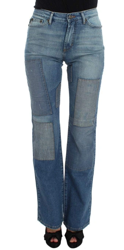 Shop Cavalli Women  Wash Cotton Slim Fit Bootcut Jeans In Blue