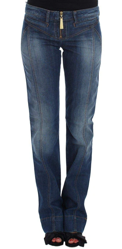 Shop Cavalli Women  Wash Cotton Stretch Boot Cut Jeans In Blue