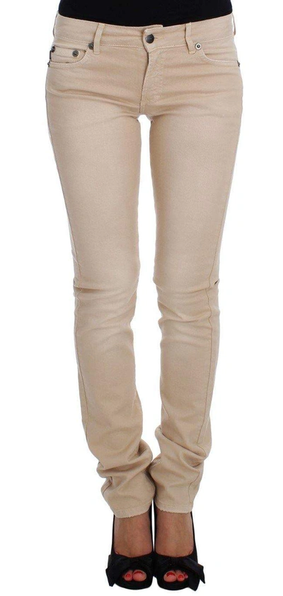 Shop Cavalli Women  Wash Slim Fit Cotton Stretch Jeans In Beige