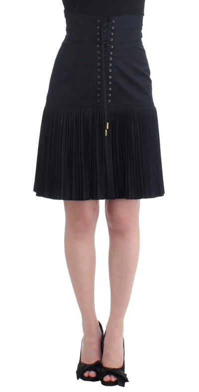 Shop Cavalli Women Pleated Laced Skirt In Black
