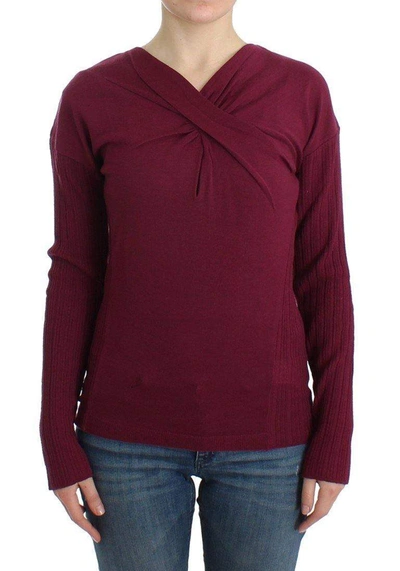 Cavalli Women Purple Knitted Wool Sweater In Purple